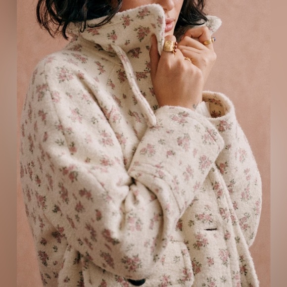 Sézane Leo wool blend coat little roses prairie NWT - Picture 5 of 11